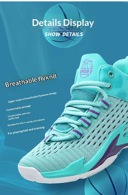A pair of children's four-season high-top mesh basketball shoes, wear-resistant and comfortable sneakers, size 30-40，CT-685