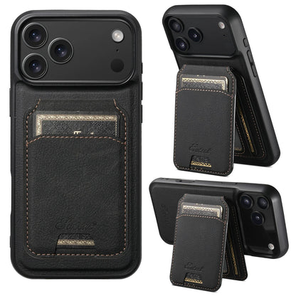 Wireless Charging Phone Case Magnet Card Holder Stand Faux Leather For iPhone 17 Pro Max 16 Plus 15 14 13 12