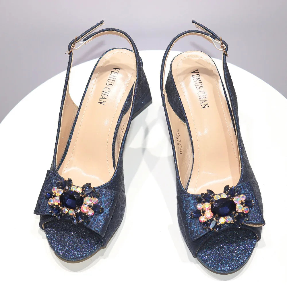 African Fashion Italian Shoes And Bag Sets For Evening Party With Stones Colorful Italian Handbags Match