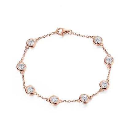 4mm Classic Bubble Moissanite Bracelet for Women 8 Stones Sparkling Lab Diamond Tennis Bracelet 925 Sterling Silver