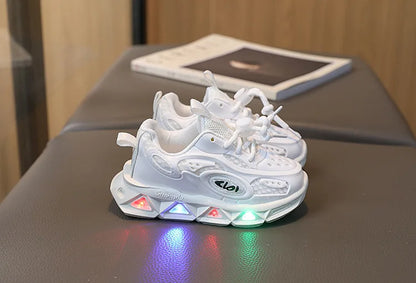 Baby Shoes 2025 Spring Autumn New Boys and Girls Light Up Clunky Sneaker Small and Medium-sized Children's Soft Soled Baby Shoes