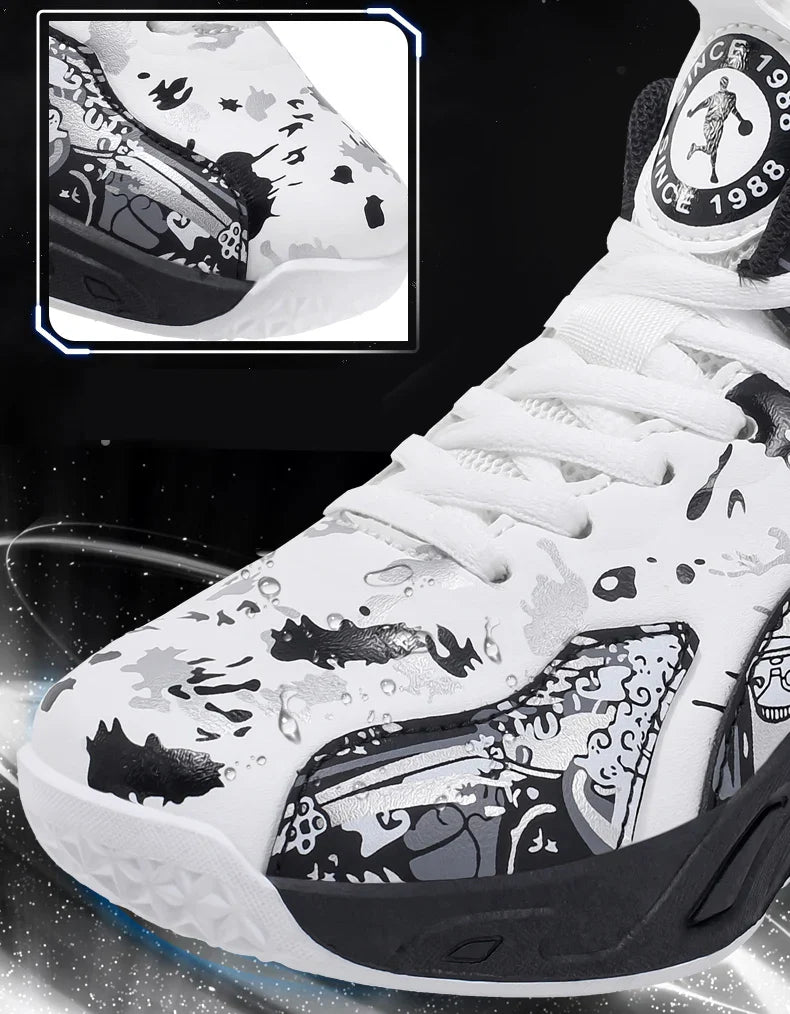 Original Children's Basketball Shoes Fashion Print Purple Basketball Sneakers Kids Training Shoes High Top Sports Shoes For Boys