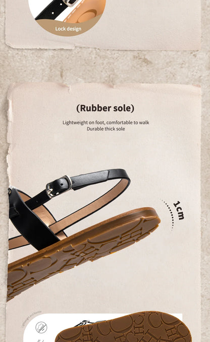 Women's Sandals New Simple Flat Bottom Non slip Thin Strip Shoes Beach Women's Shoes