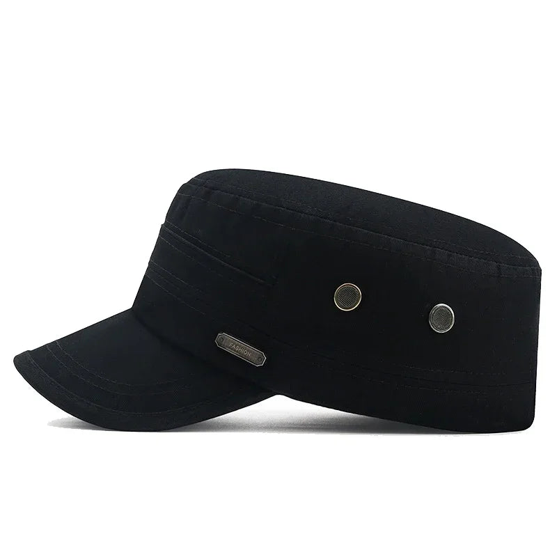 Spring and Summer Simple Cotton Adjustable Cadet Flat Cap Sun Hat Trucker Caps Dad Hats