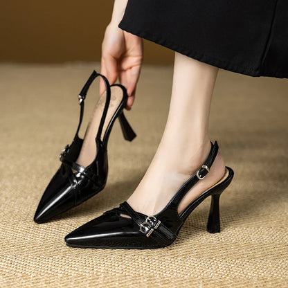2025 Clássico de Verão Sandálias Pretas Femininas Moda Salto Agulha Alto de 9cm Sapatos de Festa Femininos Tamanhos Grandes e Pequenos 33 43 47