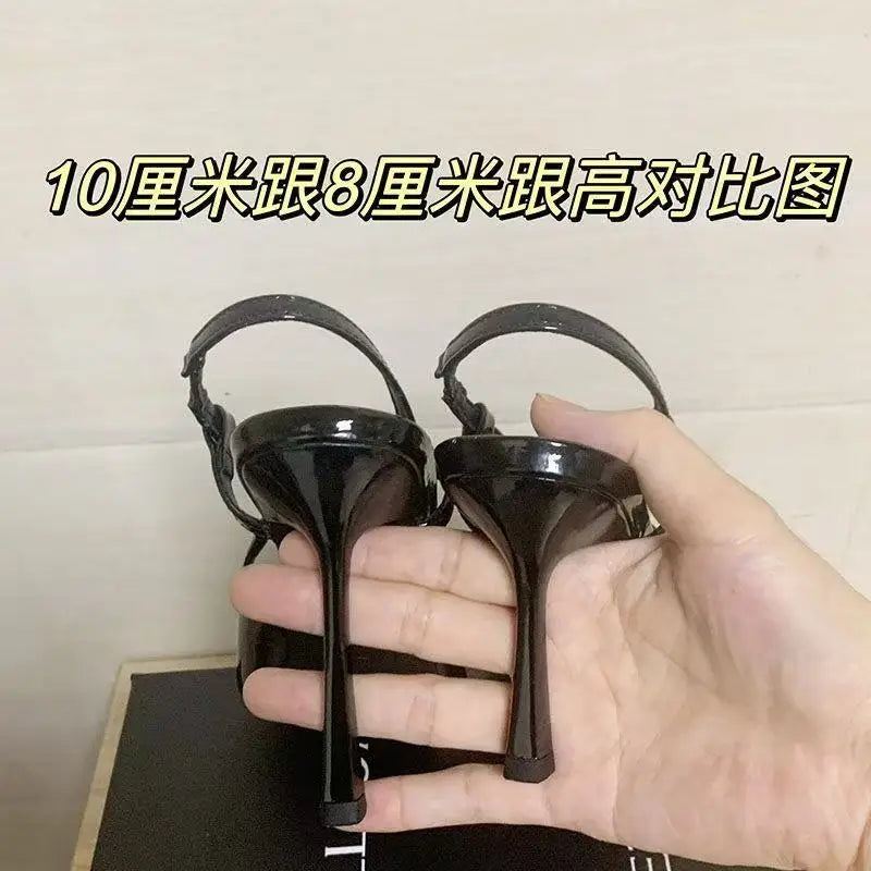 2026 New Summer Style Pointed Toe Stiletto Sandals with Single Strap, Microfiber Lining, Rubber Sole, Sexy High Heels