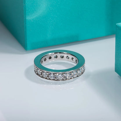 3.5mm  D Color Moissanite Wedding Band Women Ring Gold Plated Silver Eternity Rings For women