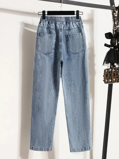 Vintage Simple Distressed Washed Straight Pants