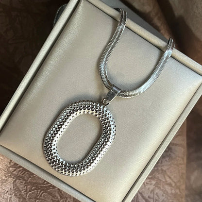 Stainless Steel Exaggerated Punk Big Round O Shaped Pendant Necklace Women Men Chunky Snake Blade Chain Grunge Steampunk Jewelry