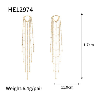 Gold Silver Color Long Tassel Heart-shaped Sequin Pendant Earrings for Women Fashion Boho Party Daily Wear Jewelry Accessories