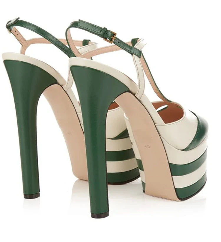 2026 Women's Round Head Sandals Thin Heels 5cm Thick Bottom Slope Heel Fish Mouth Rivet Sandal T-Platform Sandals Size34-43