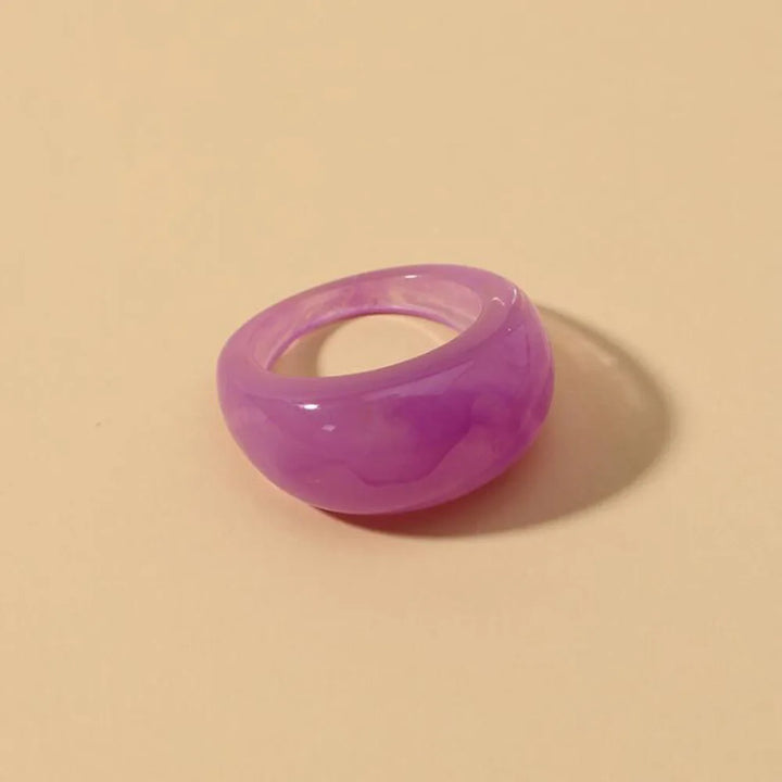 Round Rings For Women Big Kpop Finger Ring For Girls Punk Resin Ring