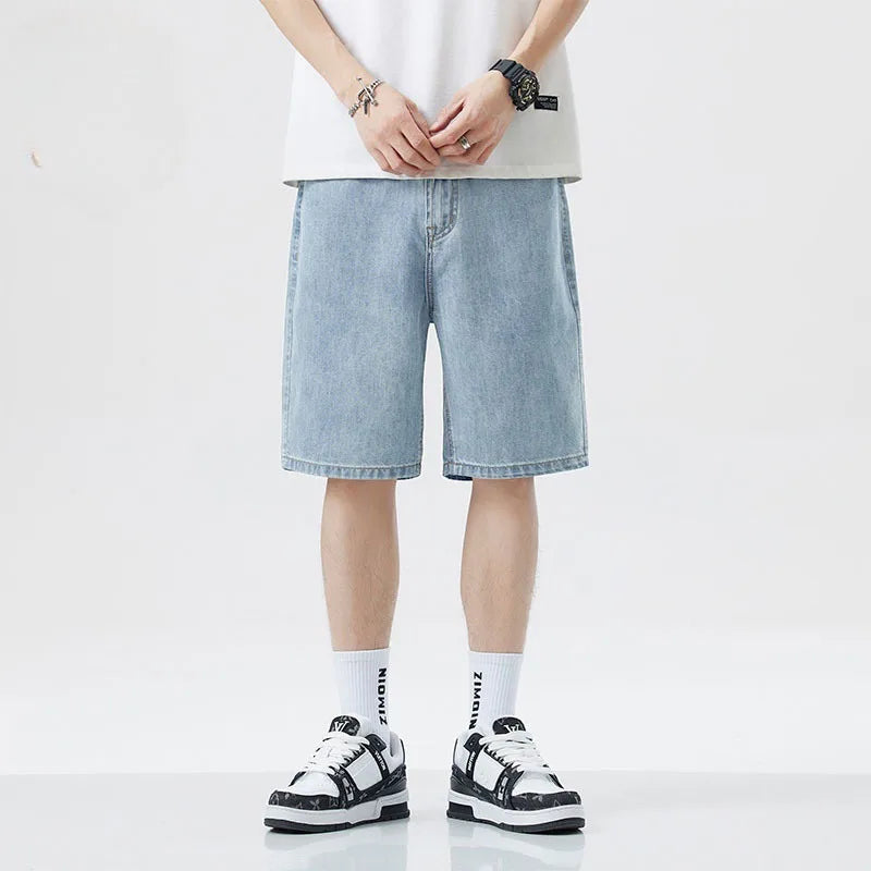 Shorts Jeans Men Denim Pants Stretch Dark Blue Fashion Design Men's Jeans