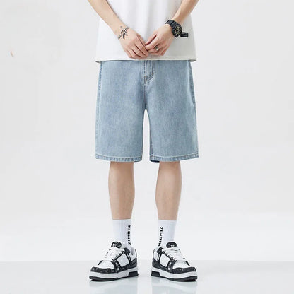 Shorts Jeans Men Denim Pants Stretch Dark Blue Fashion Design Men's Jeans