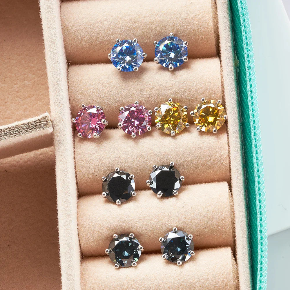 0.5-2ct Moissanite Screw Stud Earrings D Color 925 Sterling Silver Diamond Earrings For Women Wedding Fine Jewelry
