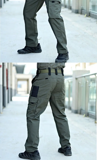 2024 Men's Tactical Pants City Casual Cargo Trousers Waterproof Multi-pocket Wear-Resistant Outdoor Training Work Male Trousers
