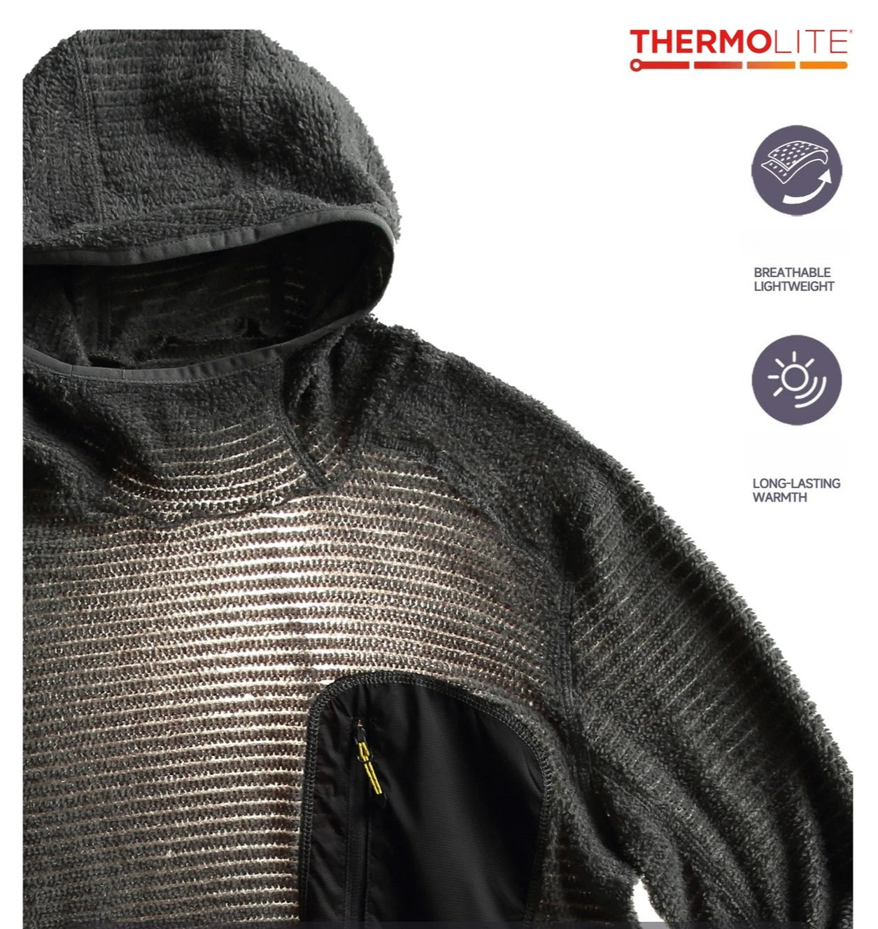 All Season 190g Ultra-light Breathable Thermal Hoodie, Urban Outdoor Techwear Mid-layer with Thumbholes & Zip Pocket
