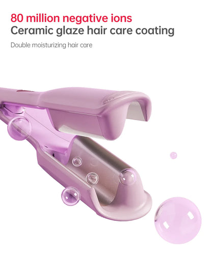 32mm Deep V Wave Hair Curler with 80M Negative Ions, 10-Minute Styling for Long Lasting Beach Waves, Anti-scald ceramic waver