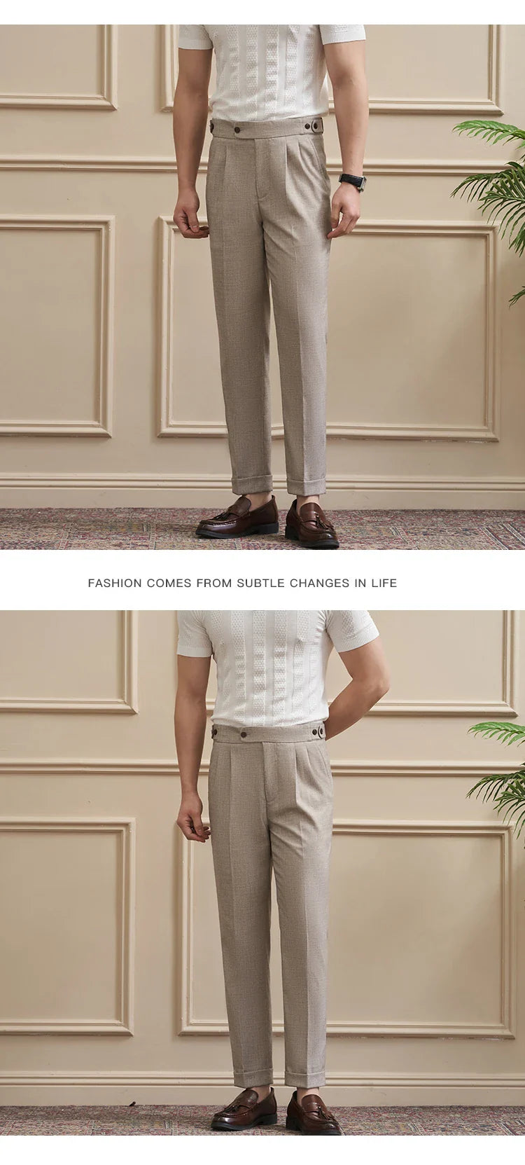 Neapolitan-Style Men‘s Cuffed Ankle Trousers | Slim Fit | Spring/Summer New Arrival