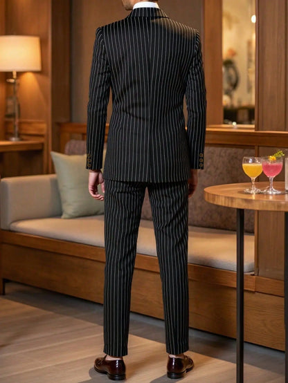 High-quality European and American Men's Clothing, Formal Suits with Stripes, Trousers for Business, Formal Dinners, Weddings