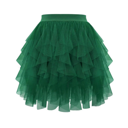 Women's Tulle Tutu Skirt Fashion Solid Color High Waist Mesh Skirt A-line Puff Skirt Cute Cake Skirt Cute Ballet Ball Half Skirt