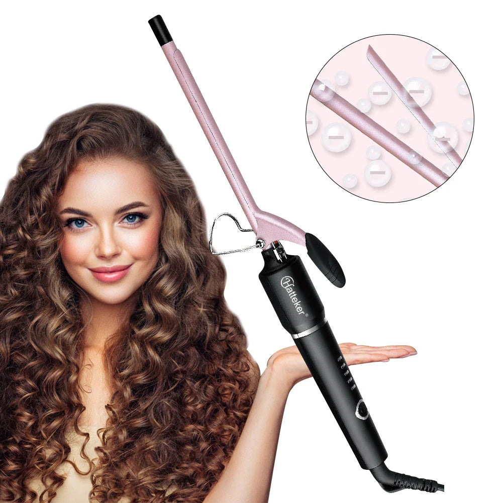 9mm Professional Hair Curler Ceramic Barrel Iron Smart Auto-Off Women's Wet/Dry Constant Temperature Protection Tool