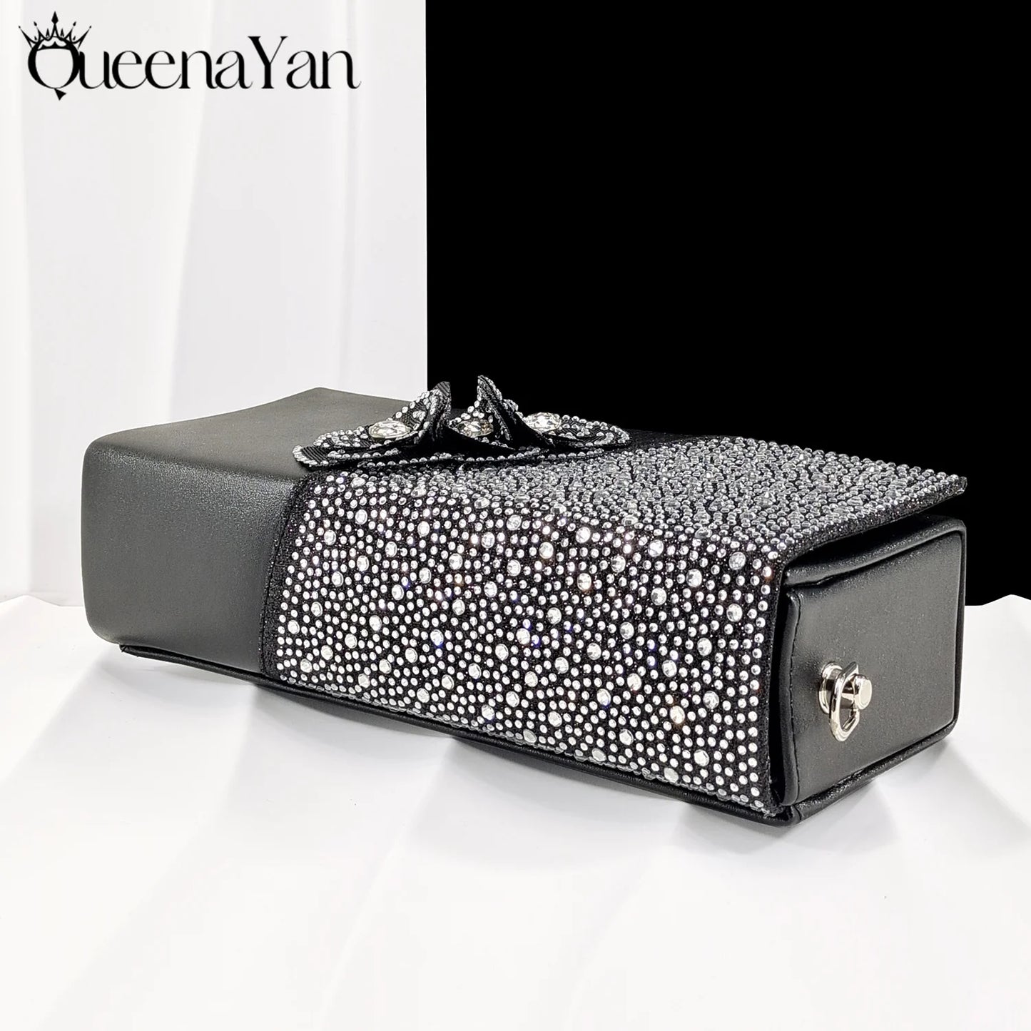 Elegant Silver Pointed-Toe High Heels Shoes with Diamond Accents & Matching Bag - Ideal for Party Elegance