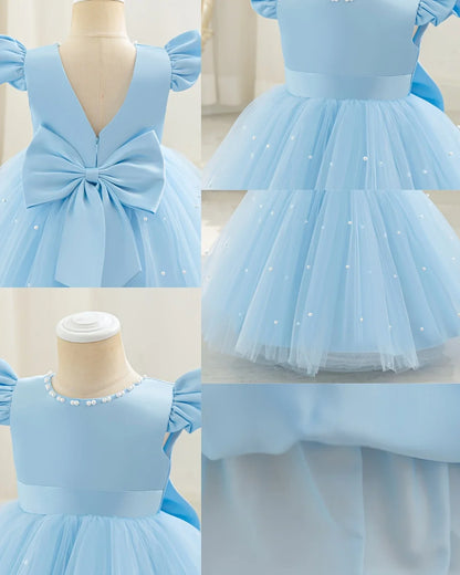 Children's dress Princess dress Western style children's wear new dress female fluffy skirt beading design Princess dress party