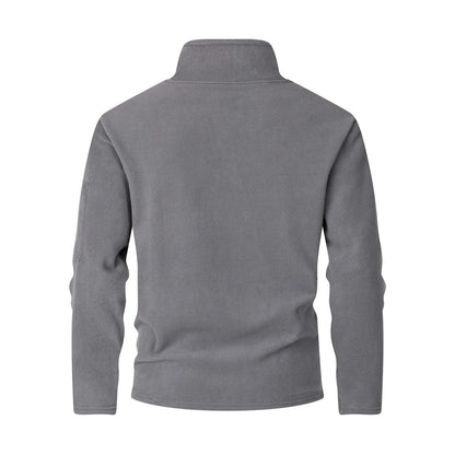 Camisa esportiva masculina de gola alta com meio zíper e manga comprida para outono e inverno, blusa casual masculina mais grossa