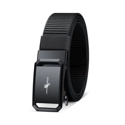 Men Business Belt Nylon Canvas Belt Black Automatic Buckle Belt Casual Simple Wild Style Trendy Jeans Belt
