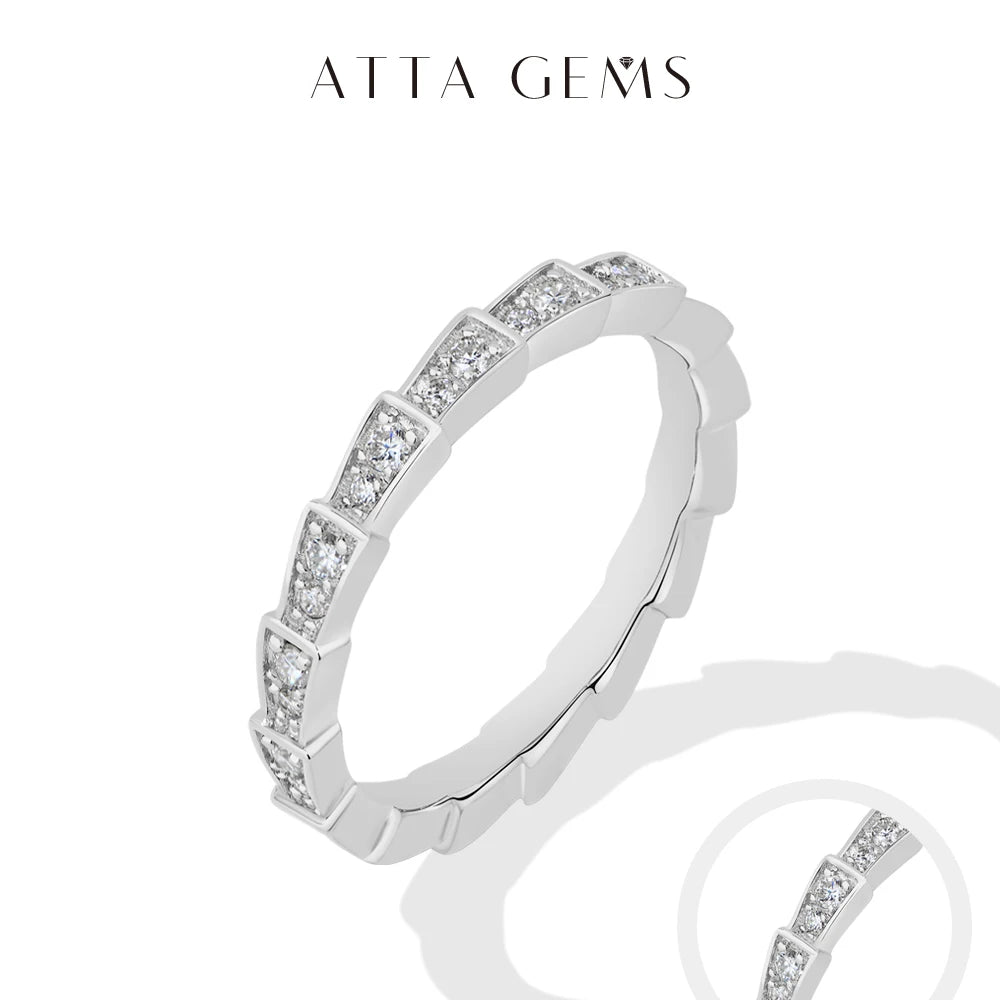 S925 Silver Snake Ring Pave Moissanite Wedding Eternity Band Stackable Luxury Fine Jewelry forWomen Pass Diamond Tester