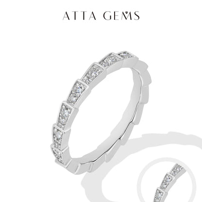S925 Silver Snake Ring Pave Moissanite Wedding Eternity Band Stackable Luxury Fine Jewelry forWomen Pass Diamond Tester
