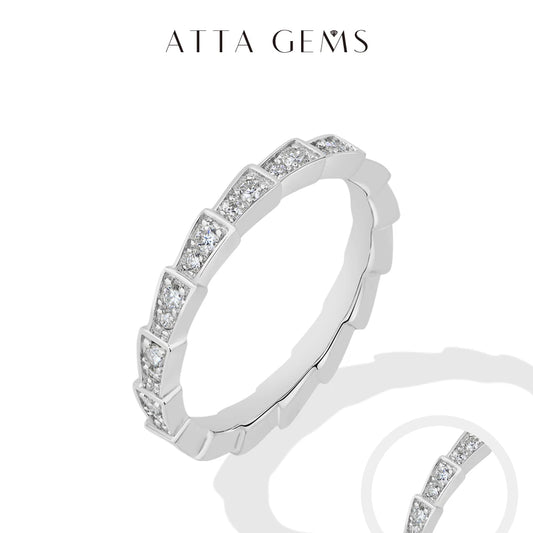 S925 Silver Snake Ring Pave Moissanite Wedding Eternity Band Stackable Luxury Fine Jewelry forWomen Pass Diamond Tester
