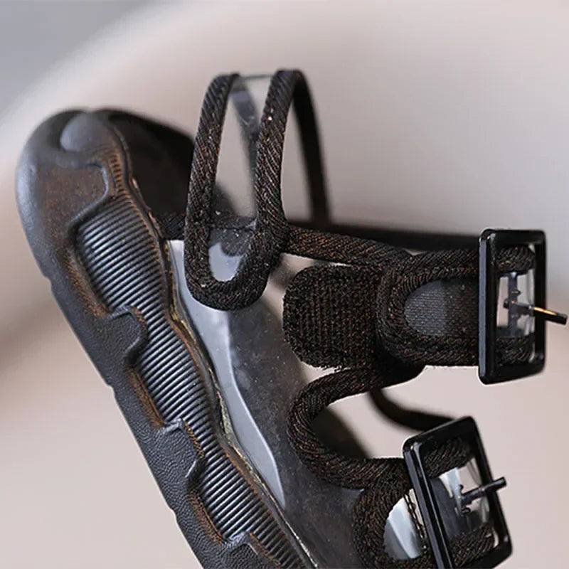 Clear Upper Children Sports Shoes Flat Sandals 2026 Summer Canvas Baby Boy Sandals Breathable Toddler Girls Shoes Kids I04224