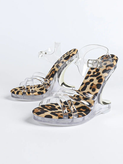 11CM Clear High Heel Summer Party Dress Shoes 2026 New Transparent Thin Strip Wedge Thick Platform Crystal Sandals For Women's