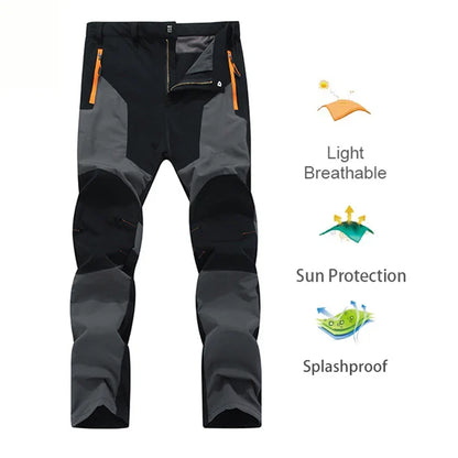 Men Summer Sports breathable Pants Hiking Trousers Camping Splash Prevention Quick Dry UV Resistant Elastic Thin