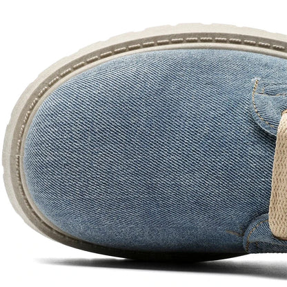 Breathable Men Boots Winter Denim Cloth Mens Ankle Boots Retro Work Boots Platform Men Casual Shoes Handmade High Top Shoes