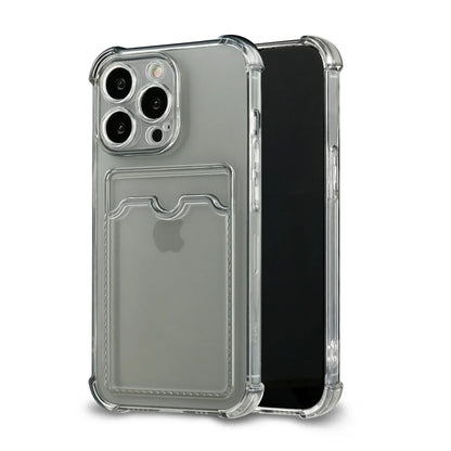 Wallet Card Holder Clear Soft Cases For iPhone 16 Pro Max 13 11 15 14 12 Pro Max Pro Plus XR 7 8 SE Card Slots Cover Small Card