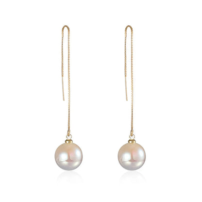 2022 New Trend Simulation Pearl Long Earrings Women's Flower Rhinestone Wedding Pendant Earrings Fashion Korean Jewelry Earrings