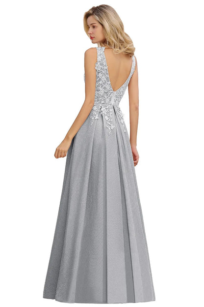 Dusty Pink Bridesmaid Dresses Appliques Lace V Neck Illusion Blue Burgundy Silver For Bride Wedding Party Prom Gowns Vestidos