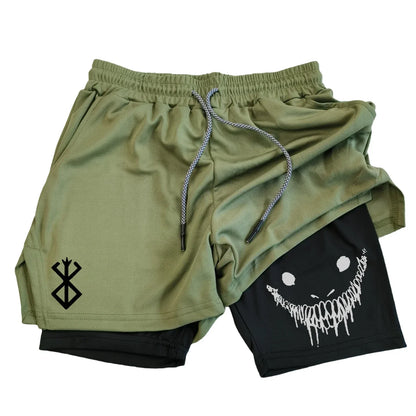 2 in 1 Sports Shorts Men Fitness Gym Training Quick Dry Shorts Workout Jogging
