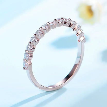 Moissanite Ring 585 14K 10K 18K Rose Gold Half Eternity Bubble Rings for Women Jewelry Wedding Diamond Engagement Band