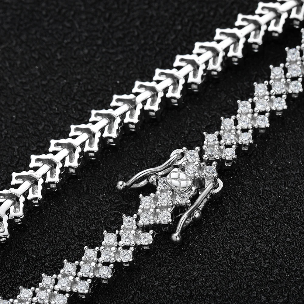 1.5mm Real Moissanite Tennis Bracelet S925 Sterling Silver  3-row Heart Lab Diamond Bracelets for Bridal Women Wedding Jewelry
