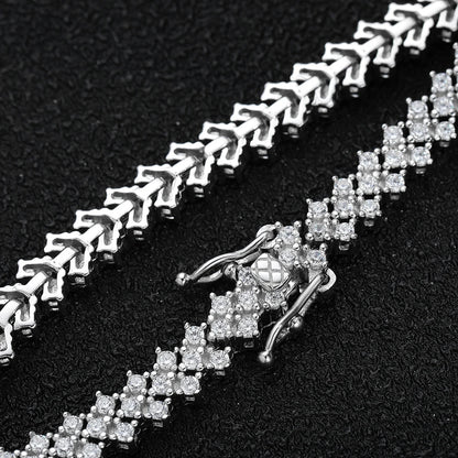 1.5mm Real Moissanite Tennis Bracelet S925 Sterling Silver  3-row Heart Lab Diamond Bracelets for Bridal Women Wedding Jewelry