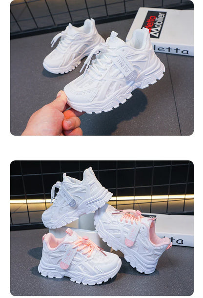Girls Sneakers 2024 Children Casual Shoes Mesh Platform Designer Tennis Sneaker 6 To 12 Years Kids Sports Shoe for Girl