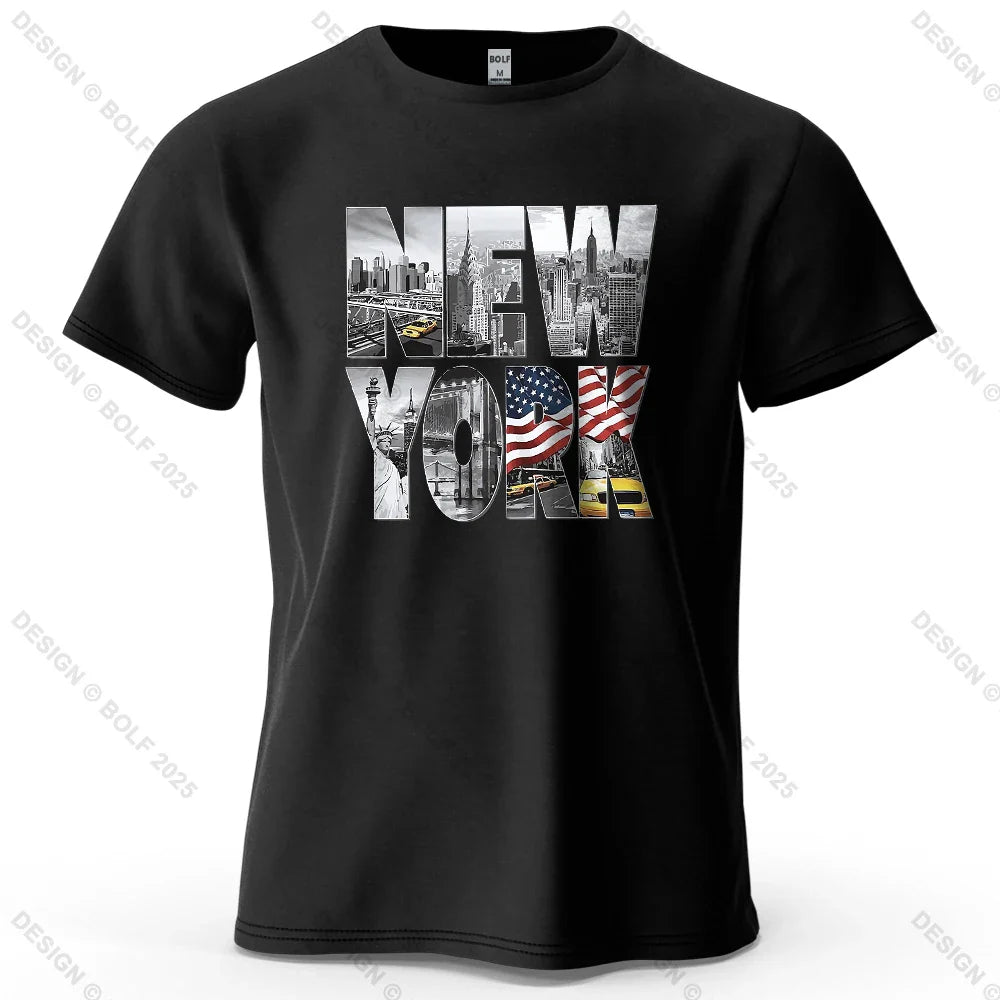 New York City Printed Men's T-Shirt 100% Cotton Oversized City Graphic Tees for Women Tops Tees Casual Streetwear