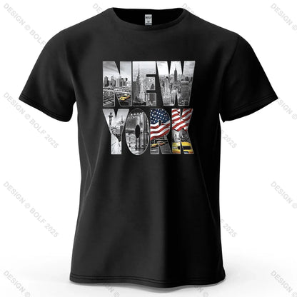 New York City Printed Men's T-Shirt 100% Cotton Oversized City Graphic Tees for Women Tops Tees Casual Streetwear