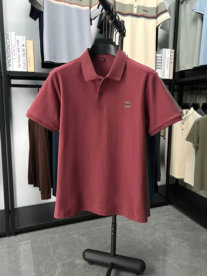 High end brand 100% cotton short sleeve polo shirt men's summer new soft breathable lapel T-shirt fashion letter embossed top