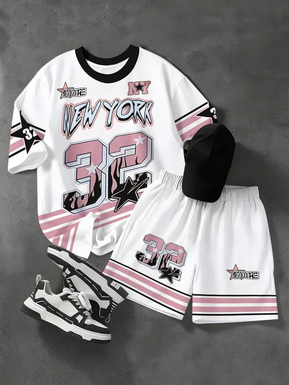 Fashiona Number Digital Printed Jersey Boy Short Sleeve Loose Fit Shorts and T-Shirt Set Sporty Outdoor Quick Drying 2pc Boy Set