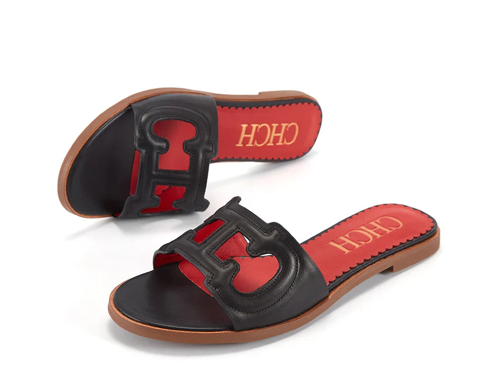 Woman Slippers 2025 Simple Black Flat Flat Women's Shoes Home Indoor Slippers